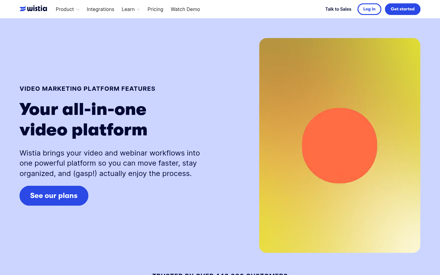 Wistia: Produkt auf wistia.com in der Desktop-Ansicht